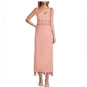 NWT Antonio Melani × The Nat Note Cici Tassel Linen Fringe Blend Maxi Dress